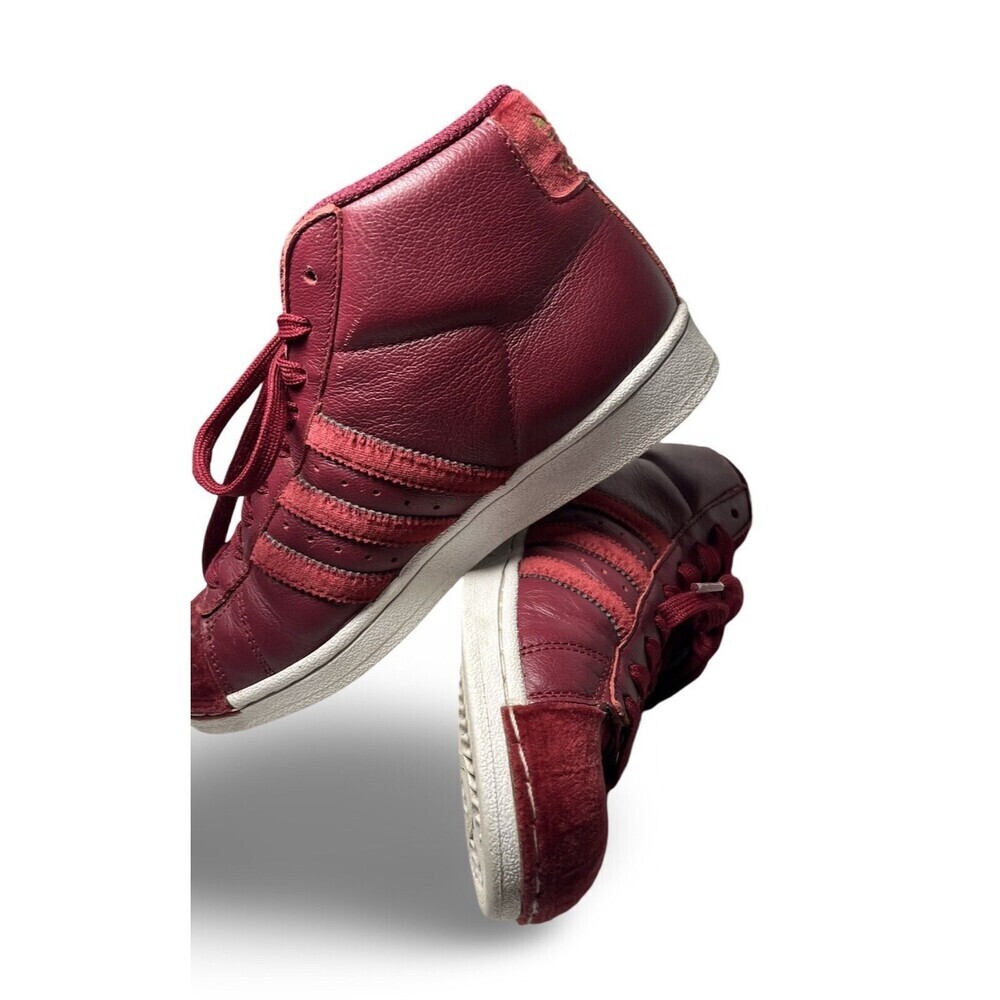 Youth Size 4 Burgundy High Top Adidas Superstar Suede - Picture 3 of 10